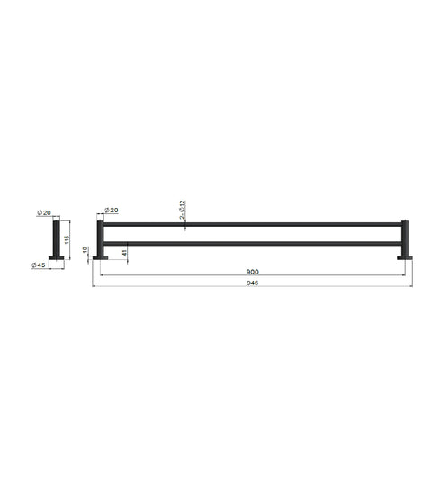 Meir Round Double Towel Rail 900mm